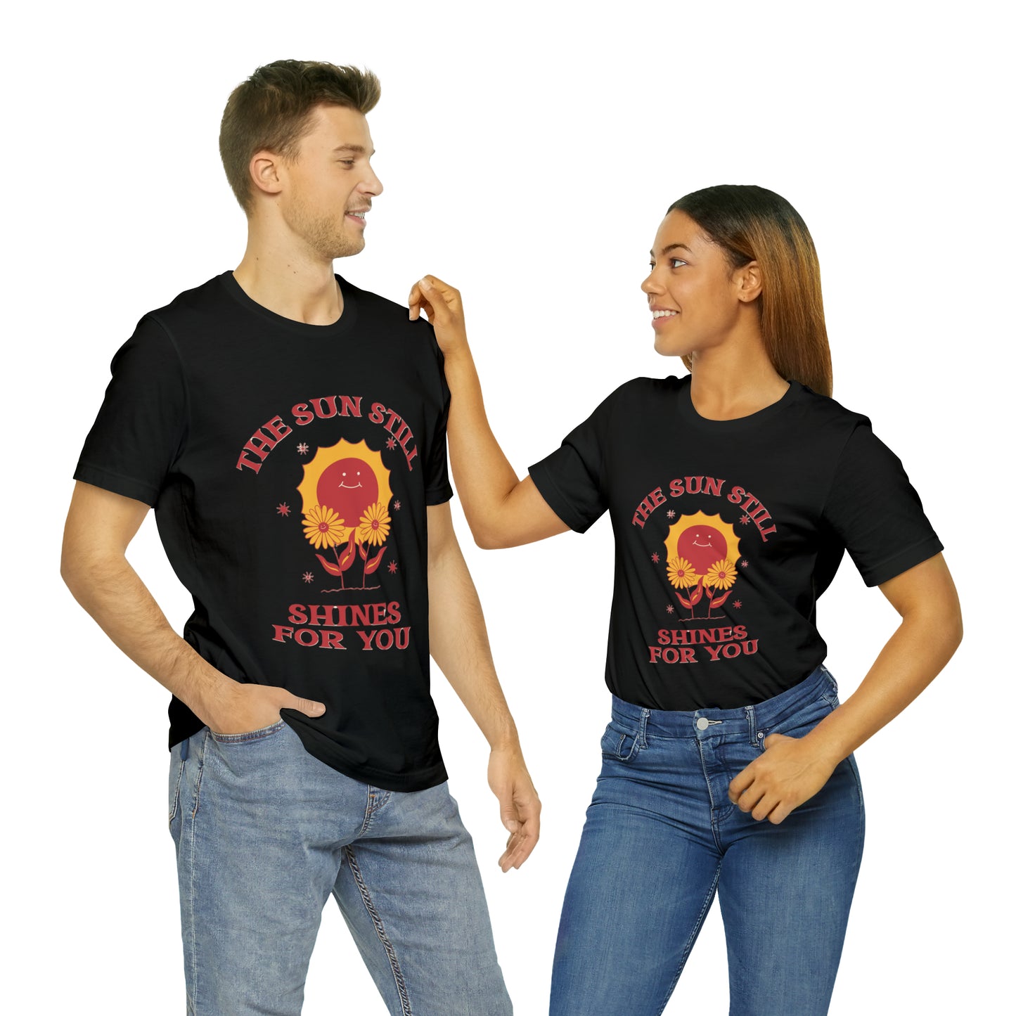 Sunshine Embrace T-Shirt on Unisex Jersey Short Sleeve Tee