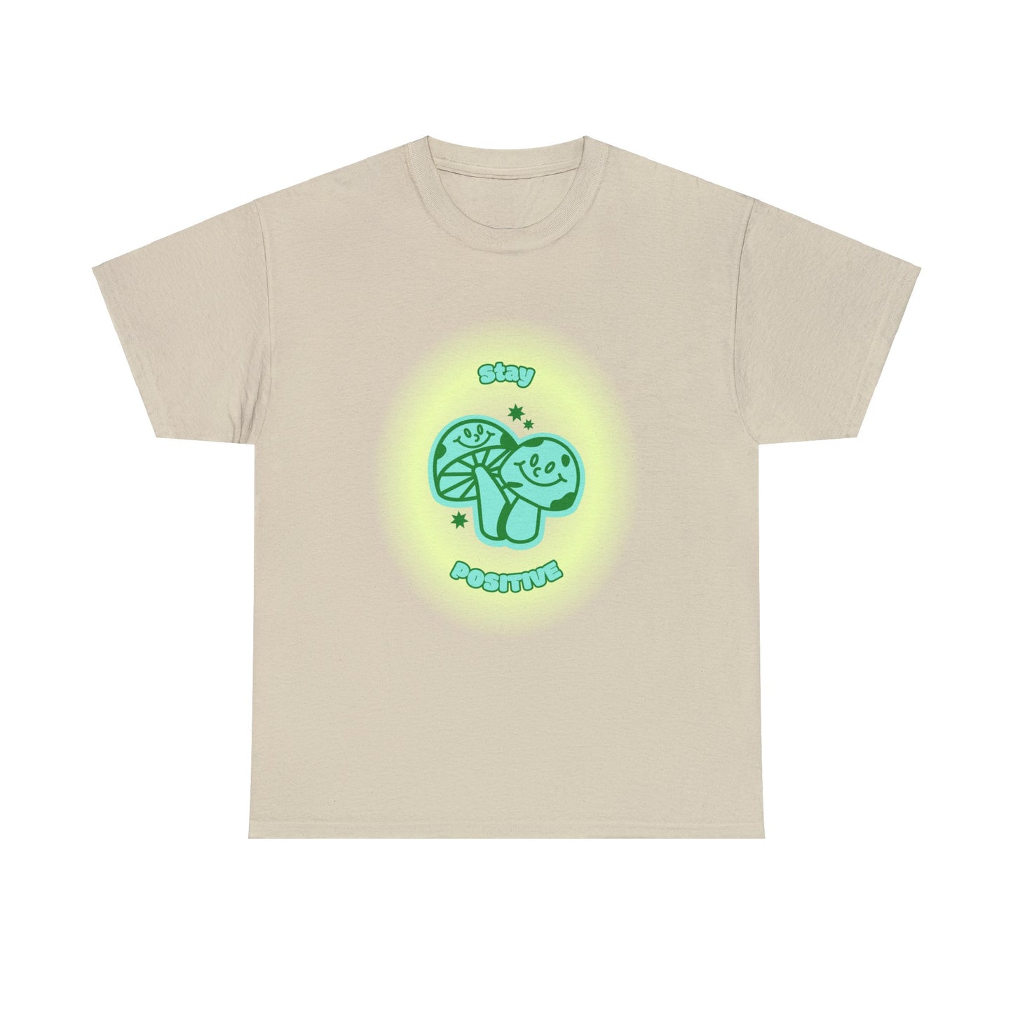 "Stay Positive" Happy Mushrooms Cotton Tee