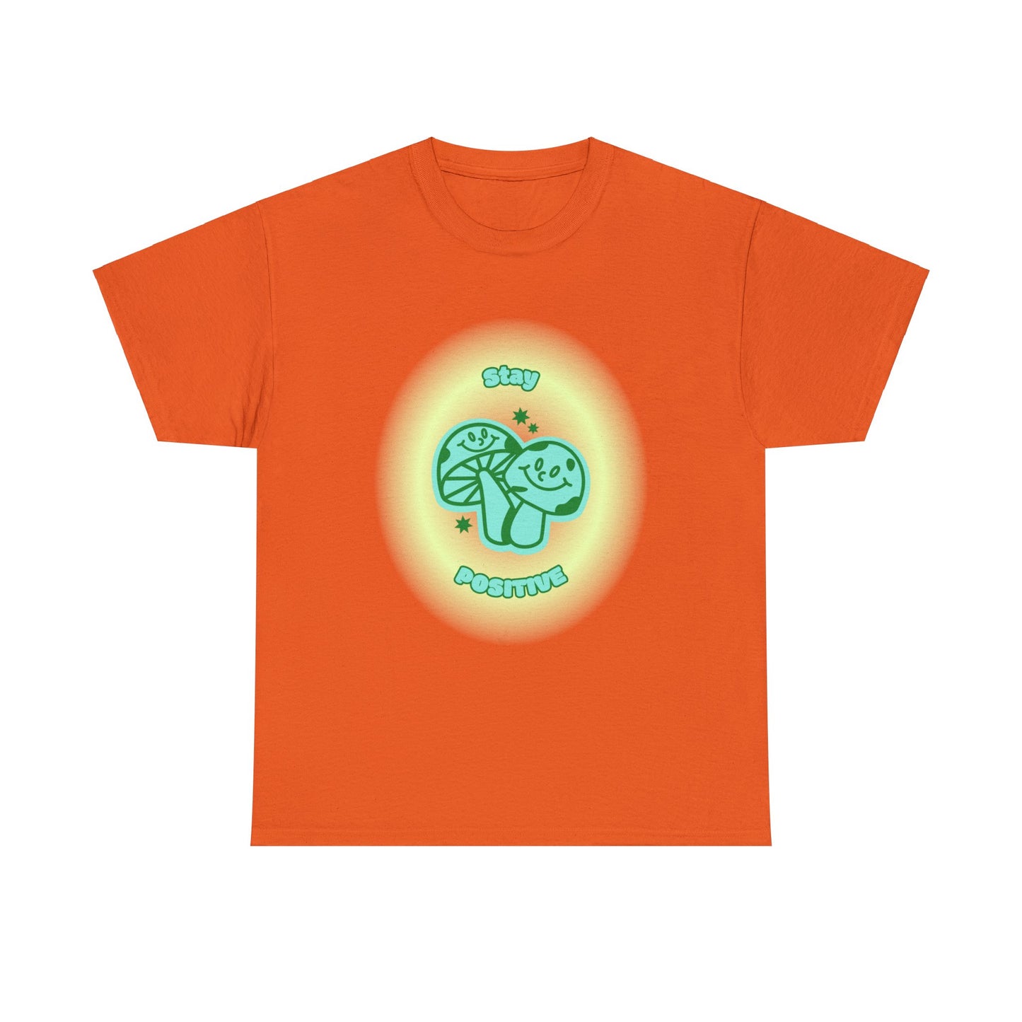 "Stay Positive" Happy Mushrooms Cotton Tee