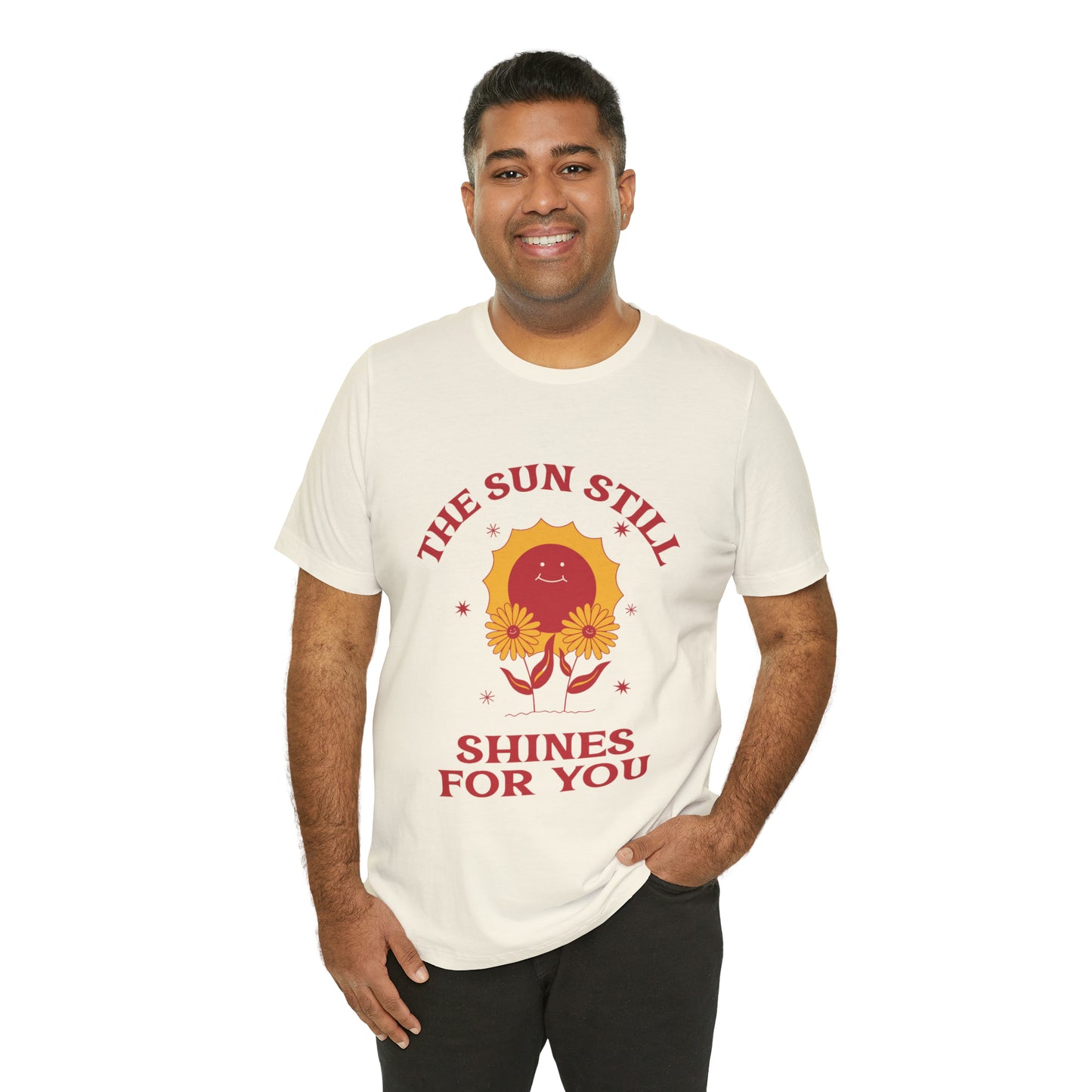 Sunshine Embrace T-Shirt on Unisex Jersey Short Sleeve Tee