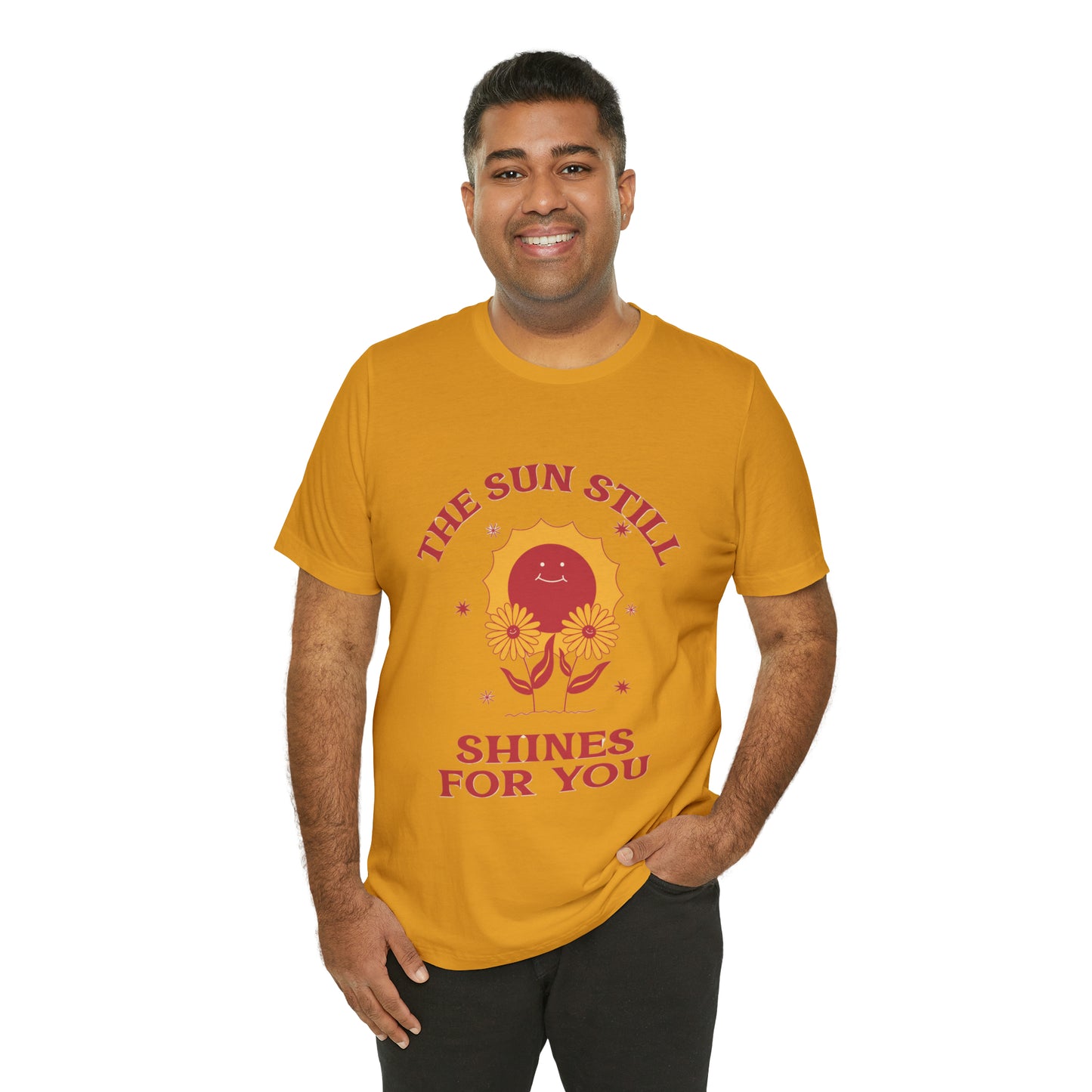 Sunshine Embrace T-Shirt on Unisex Jersey Short Sleeve Tee