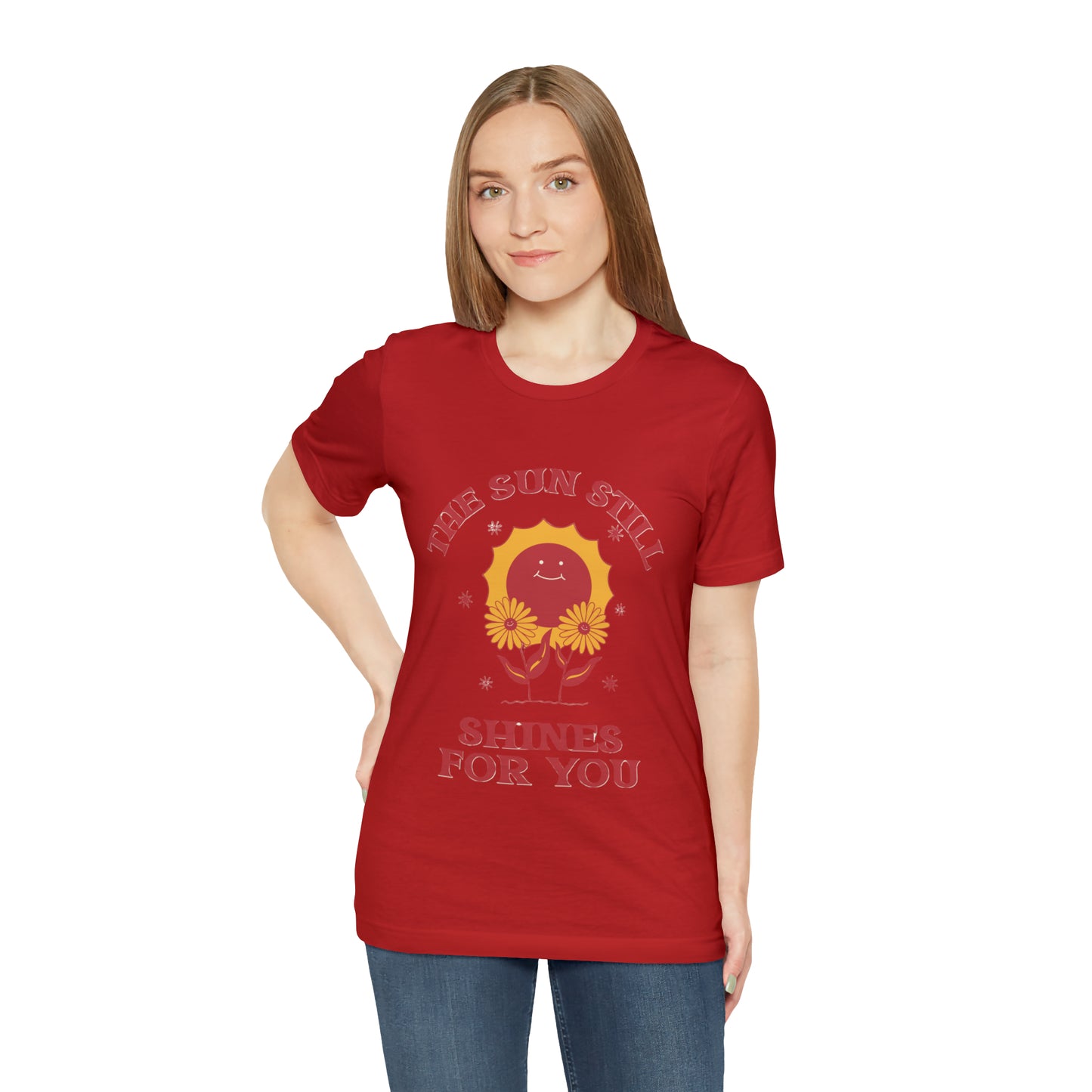 Sunshine Embrace T-Shirt on Unisex Jersey Short Sleeve Tee