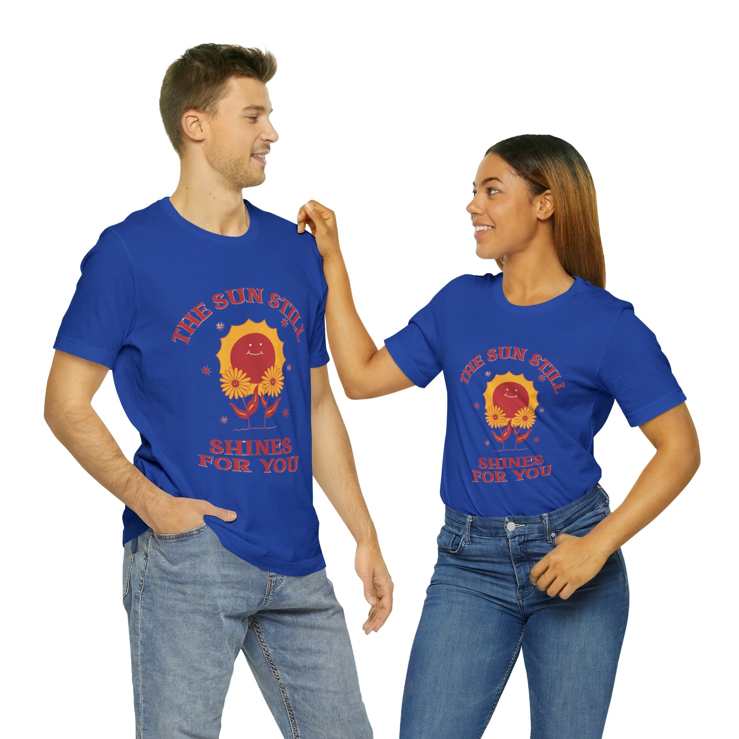 Sunshine Embrace T-Shirt on Unisex Jersey Short Sleeve Tee