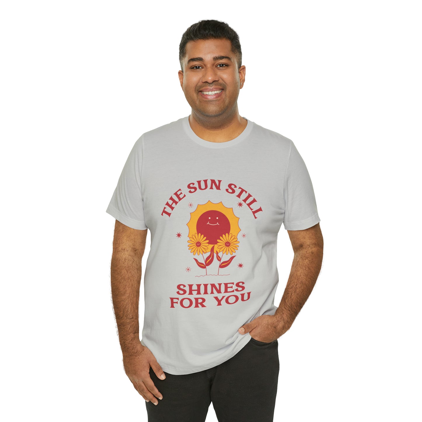 Sunshine Embrace T-Shirt on Unisex Jersey Short Sleeve Tee