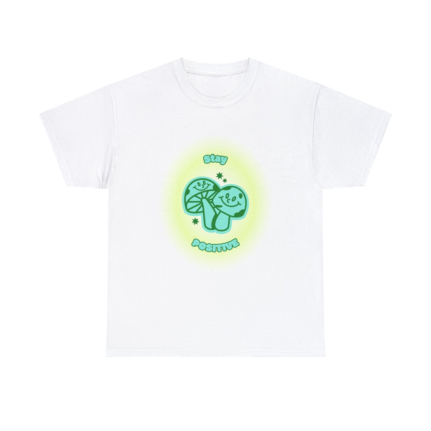 "Stay Positive" Happy Mushrooms Cotton Tee