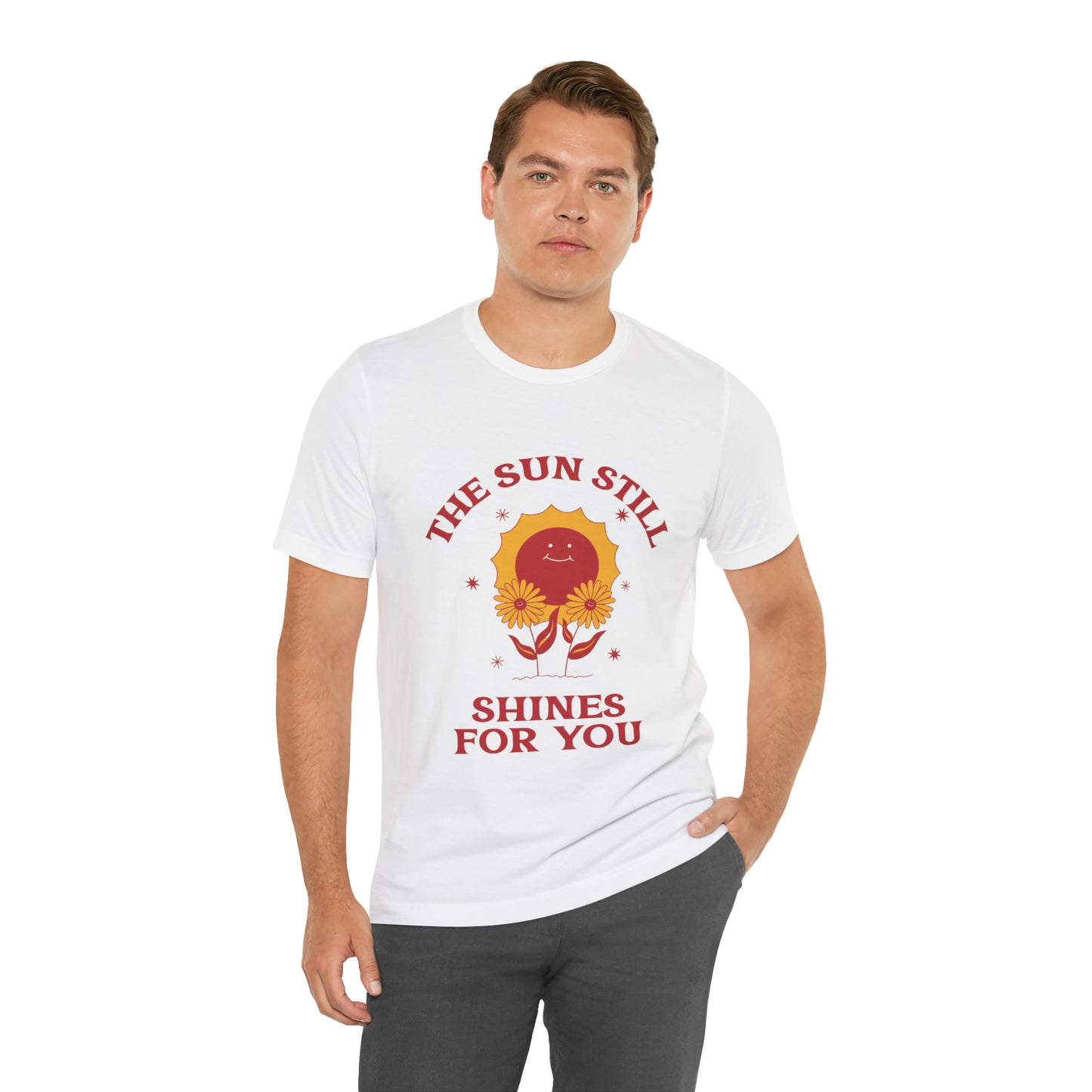 Sunshine Embrace T-Shirt on Unisex Jersey Short Sleeve Tee