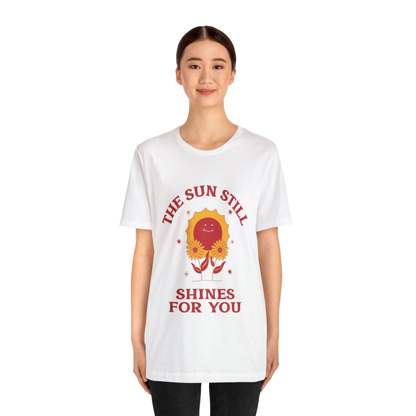 Sunshine Embrace T-Shirt on Unisex Jersey Short Sleeve Tee