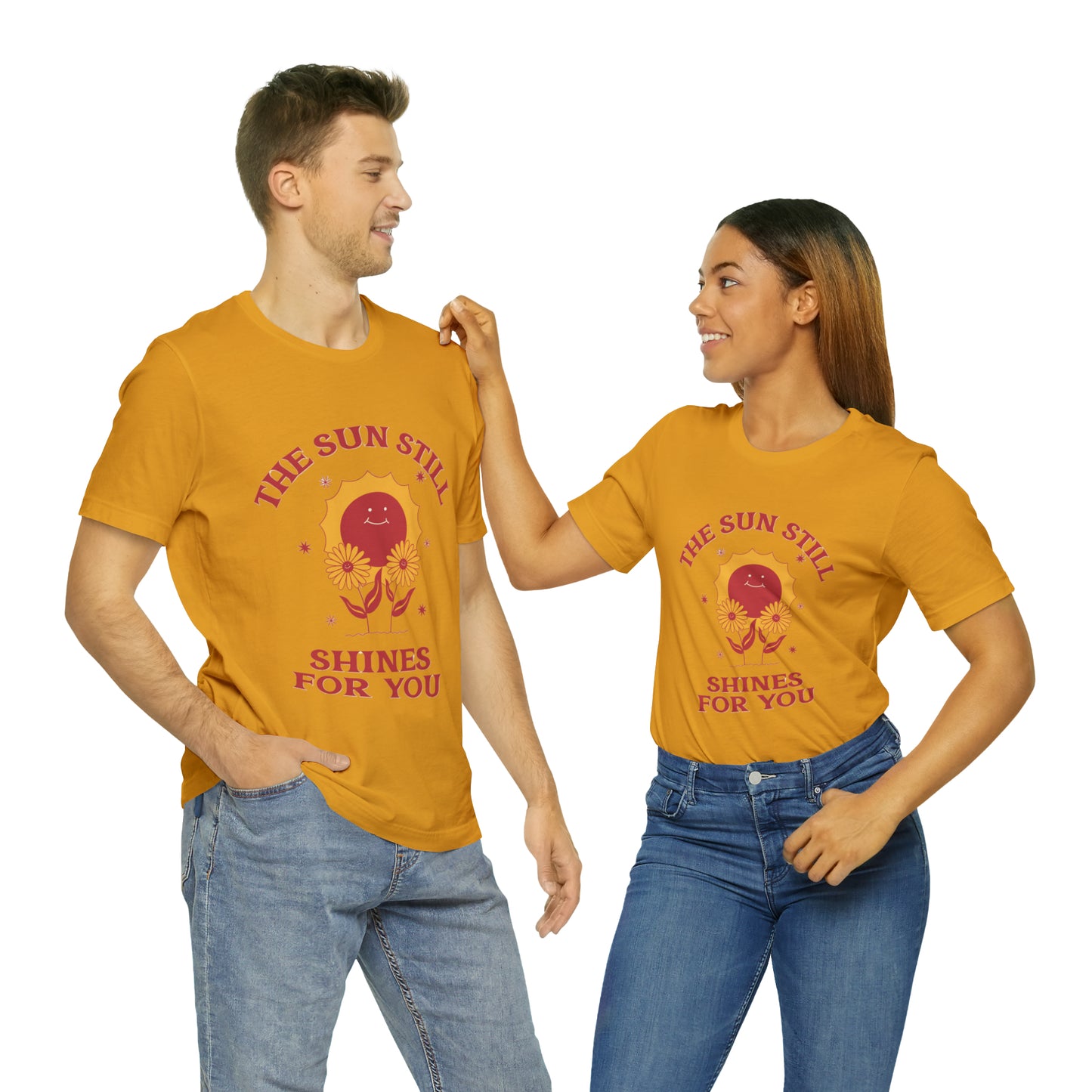 Sunshine Embrace T-Shirt on Unisex Jersey Short Sleeve Tee