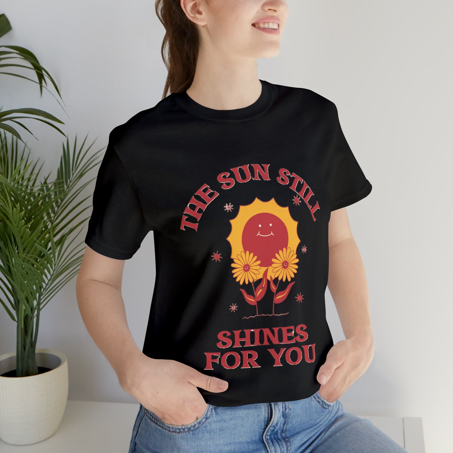 Sunshine Embrace T-Shirt on Unisex Jersey Short Sleeve Tee