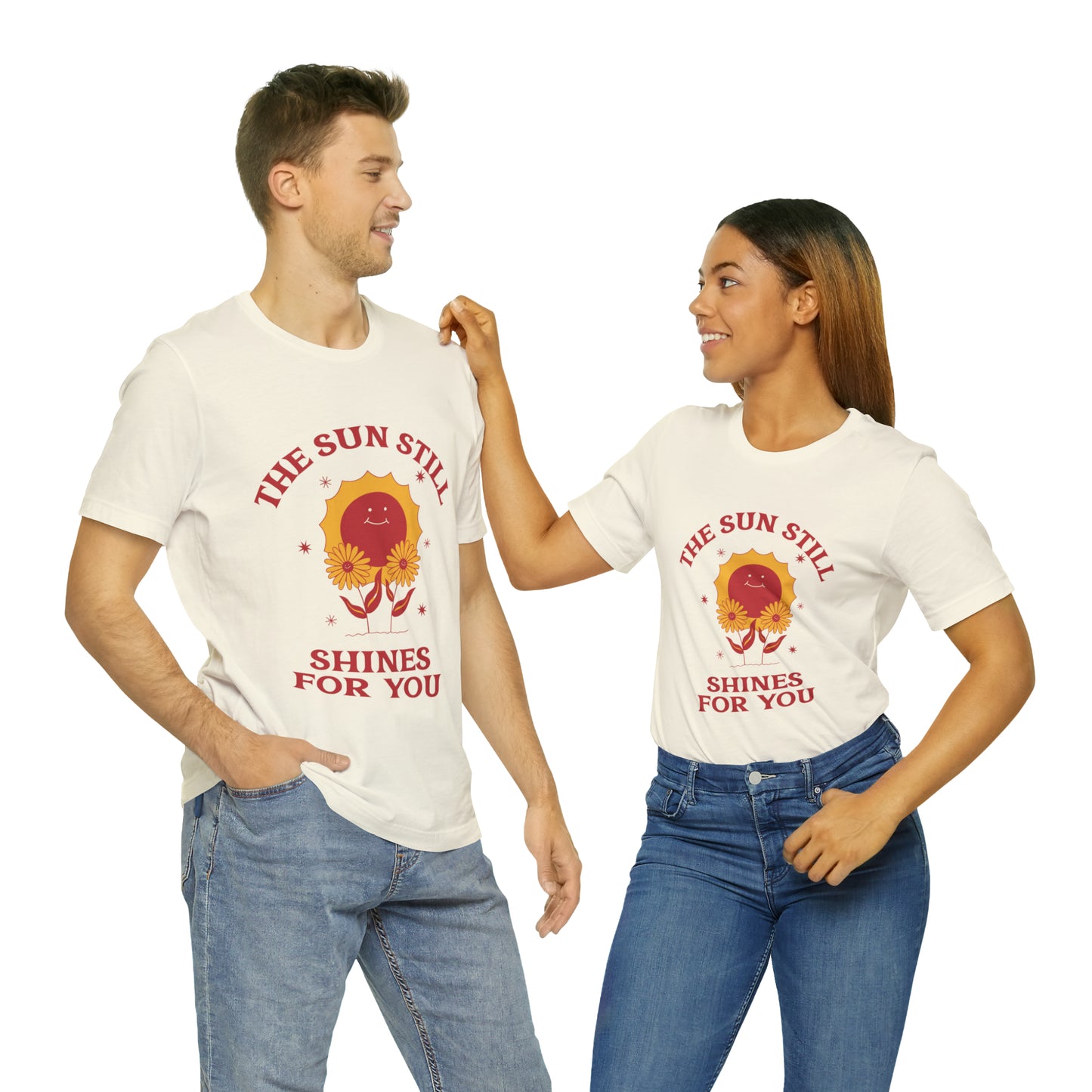 Sunshine Embrace T-Shirt on Unisex Jersey Short Sleeve Tee