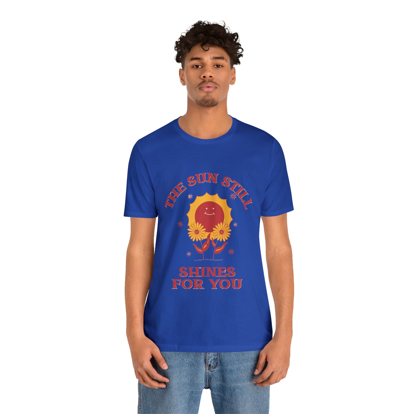 Sunshine Embrace T-Shirt on Unisex Jersey Short Sleeve Tee