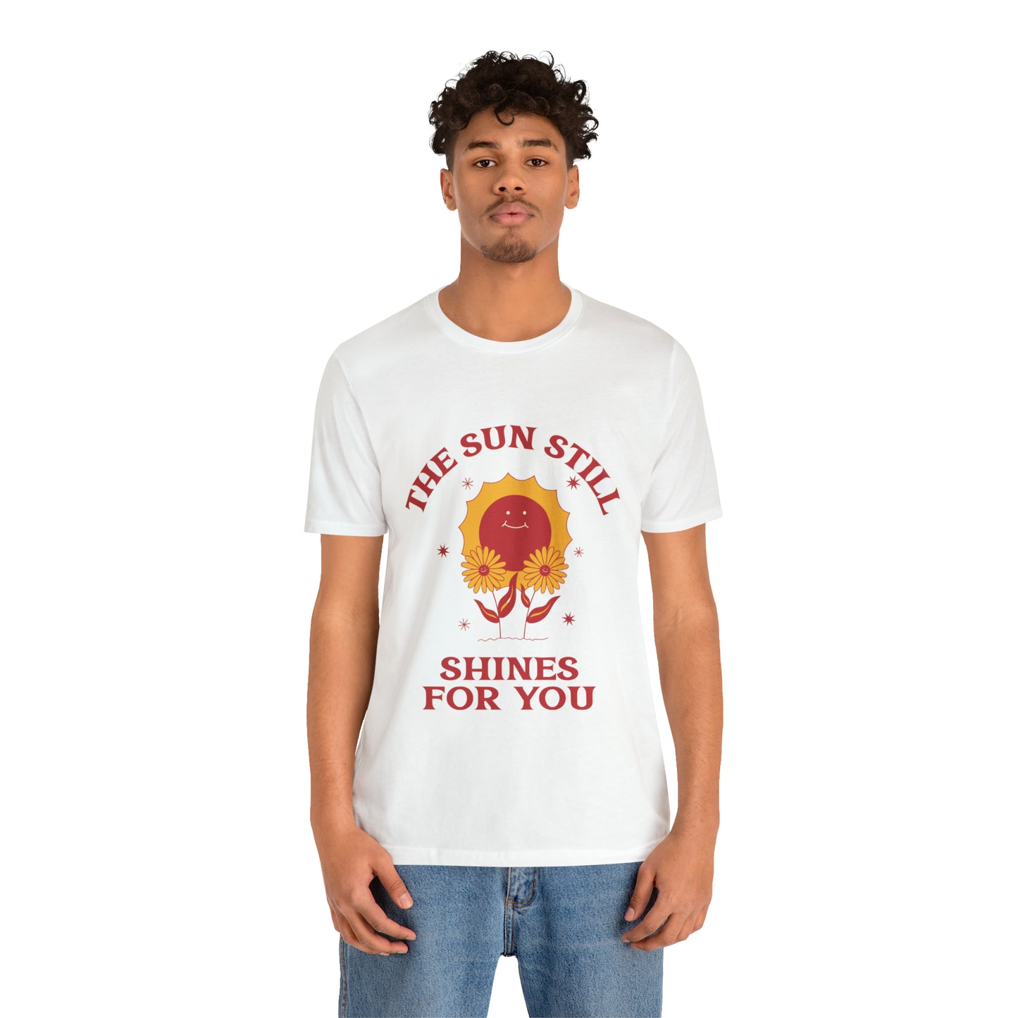 Sunshine Embrace T-Shirt on Unisex Jersey Short Sleeve Tee