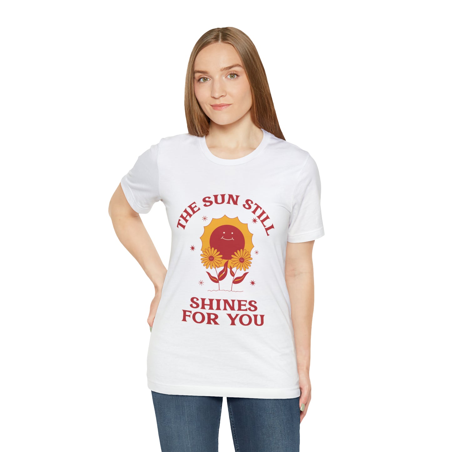 Sunshine Embrace T-Shirt on Unisex Jersey Short Sleeve Tee