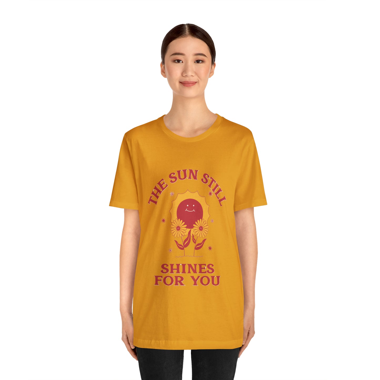 Sunshine Embrace T-Shirt on Unisex Jersey Short Sleeve Tee