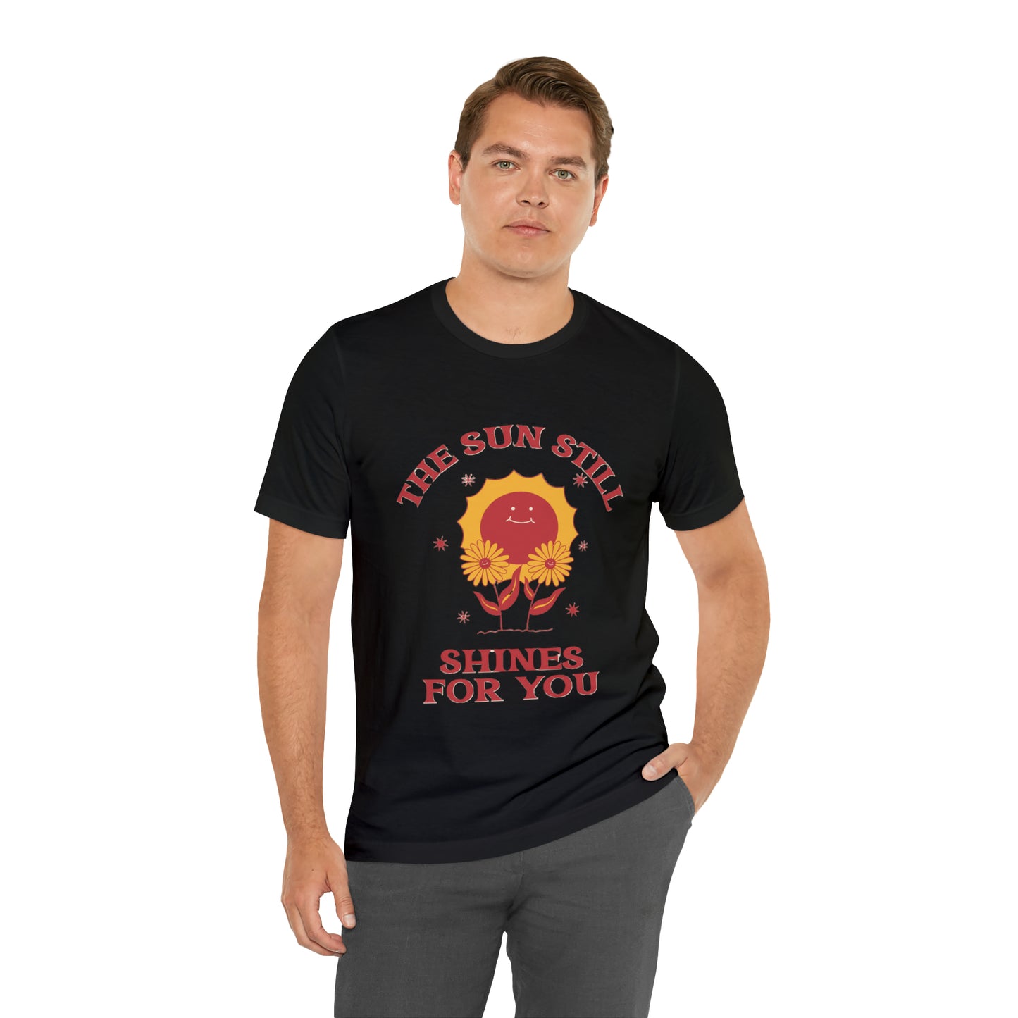 Sunshine Embrace T-Shirt on Unisex Jersey Short Sleeve Tee