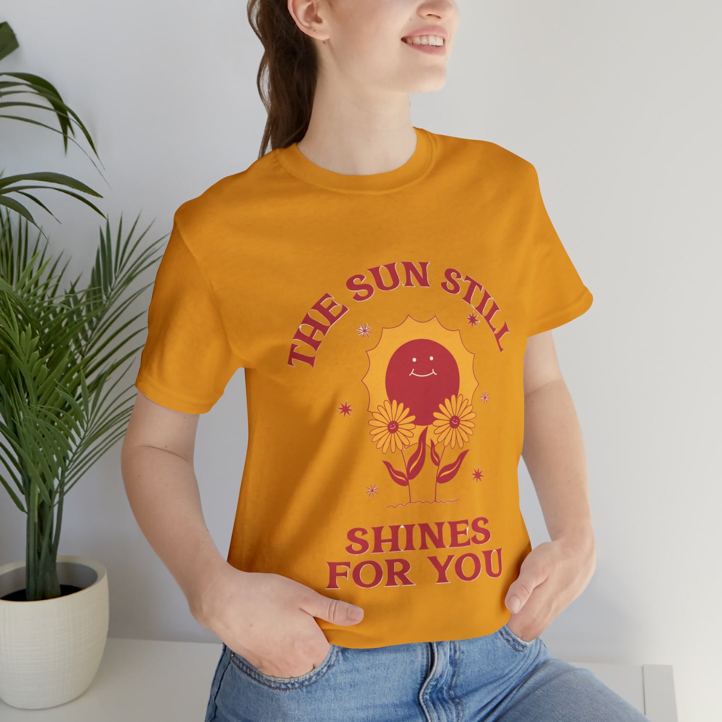 Sunshine Embrace T-Shirt on Unisex Jersey Short Sleeve Tee