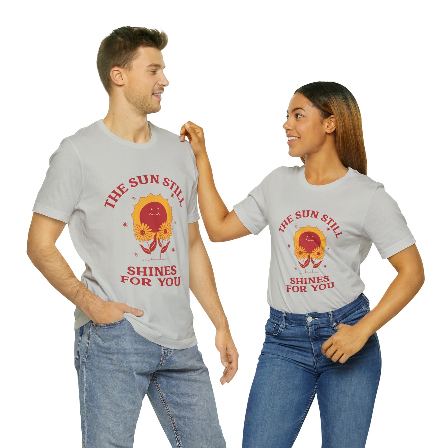 Sunshine Embrace T-Shirt on Unisex Jersey Short Sleeve Tee