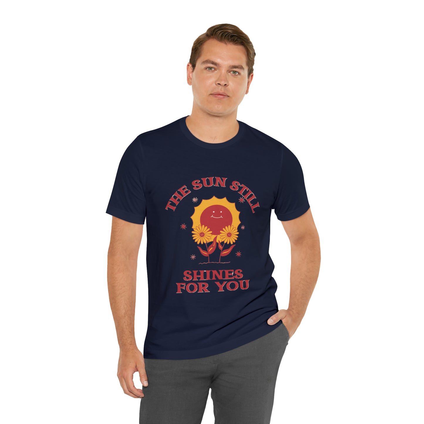 Sunshine Embrace T-Shirt on Unisex Jersey Short Sleeve Tee