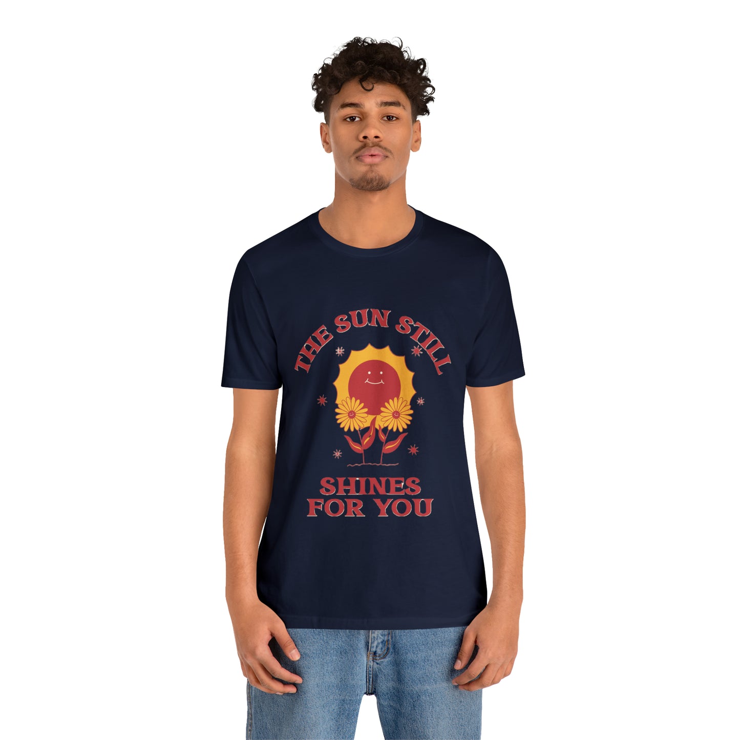 Sunshine Embrace T-Shirt on Unisex Jersey Short Sleeve Tee