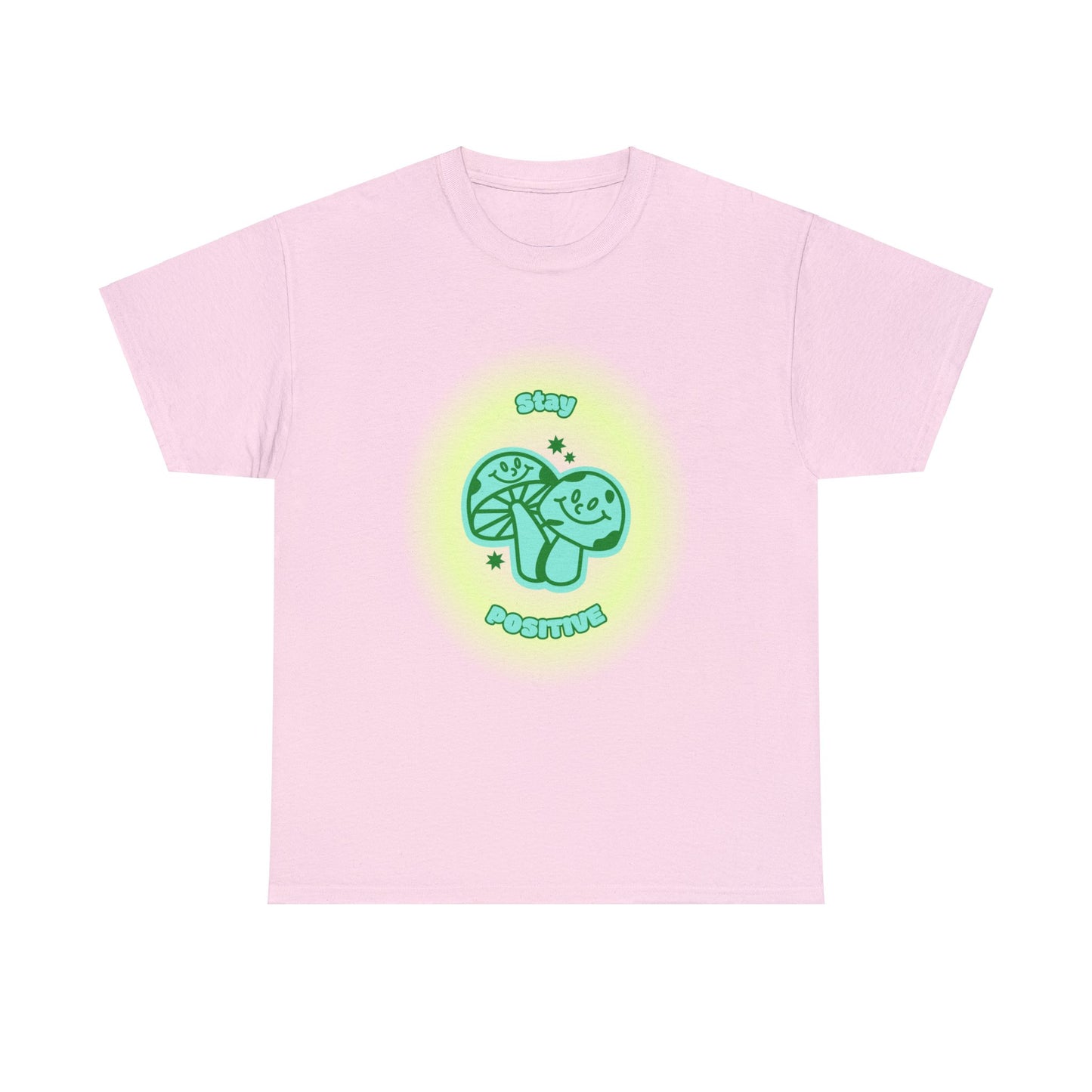 "Stay Positive" Happy Mushrooms Cotton Tee