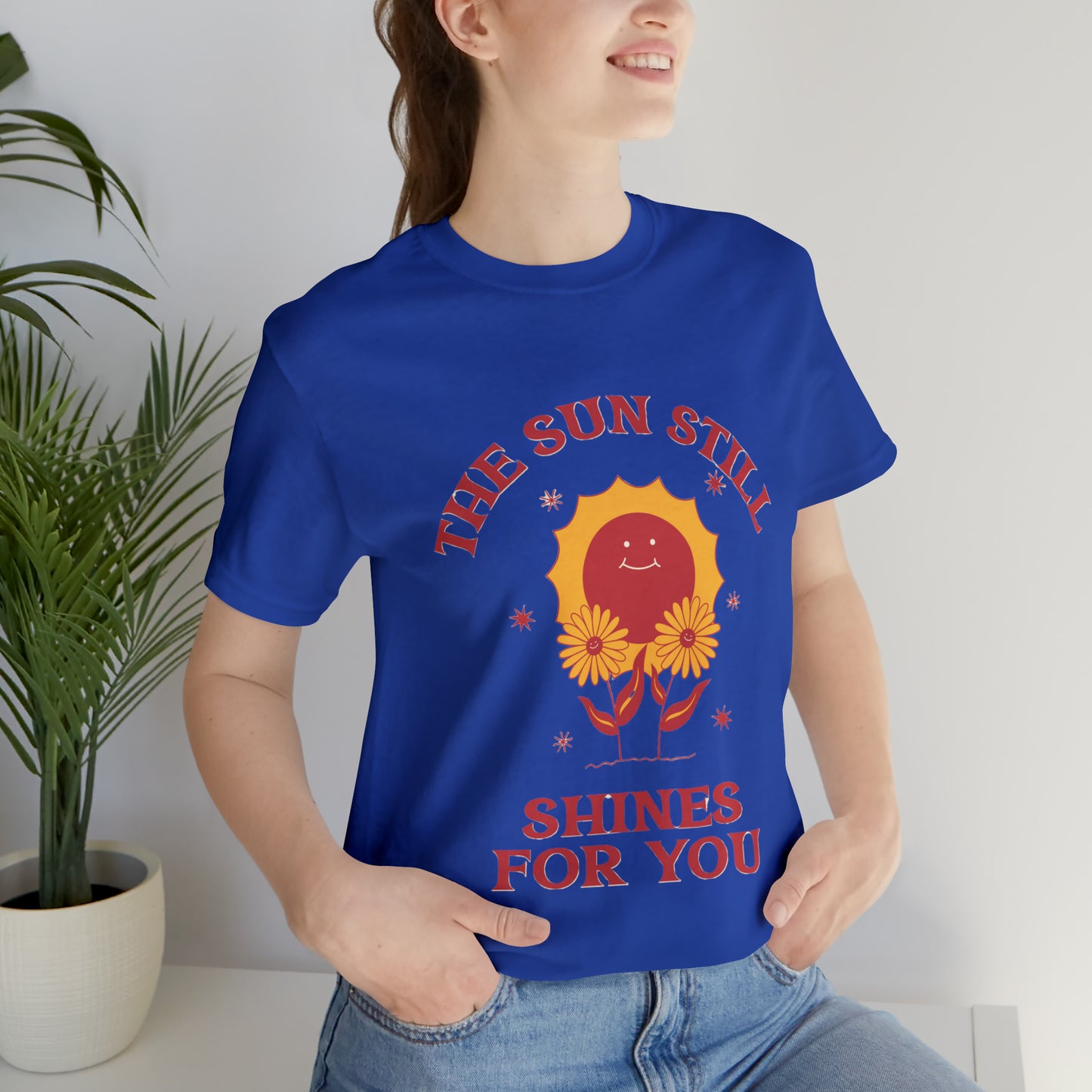 Sunshine Embrace T-Shirt on Unisex Jersey Short Sleeve Tee