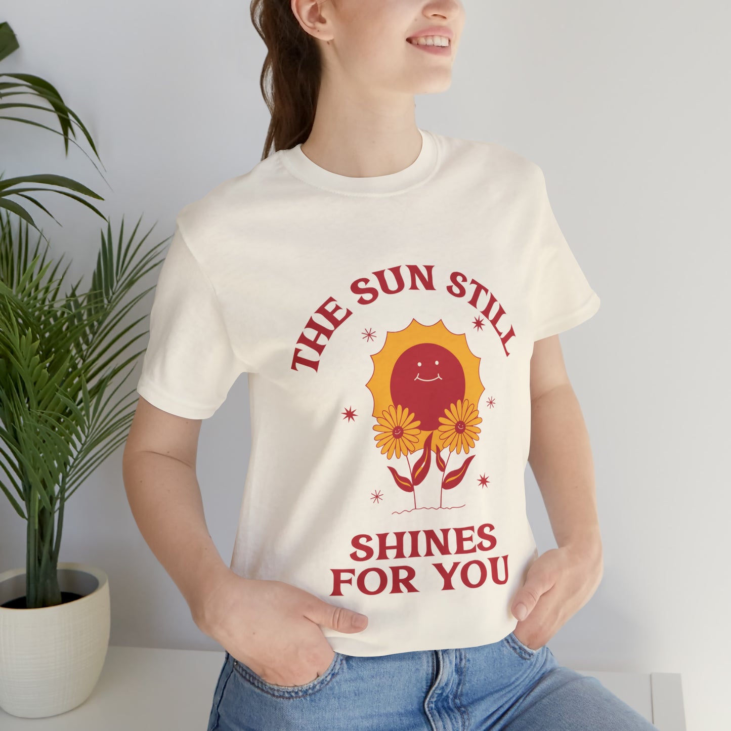 Sunshine Embrace T-Shirt on Unisex Jersey Short Sleeve Tee