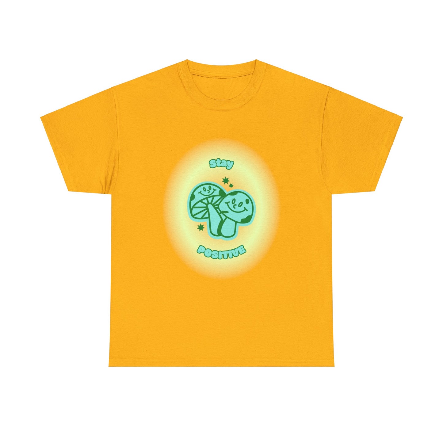 "Stay Positive" Happy Mushrooms Cotton Tee