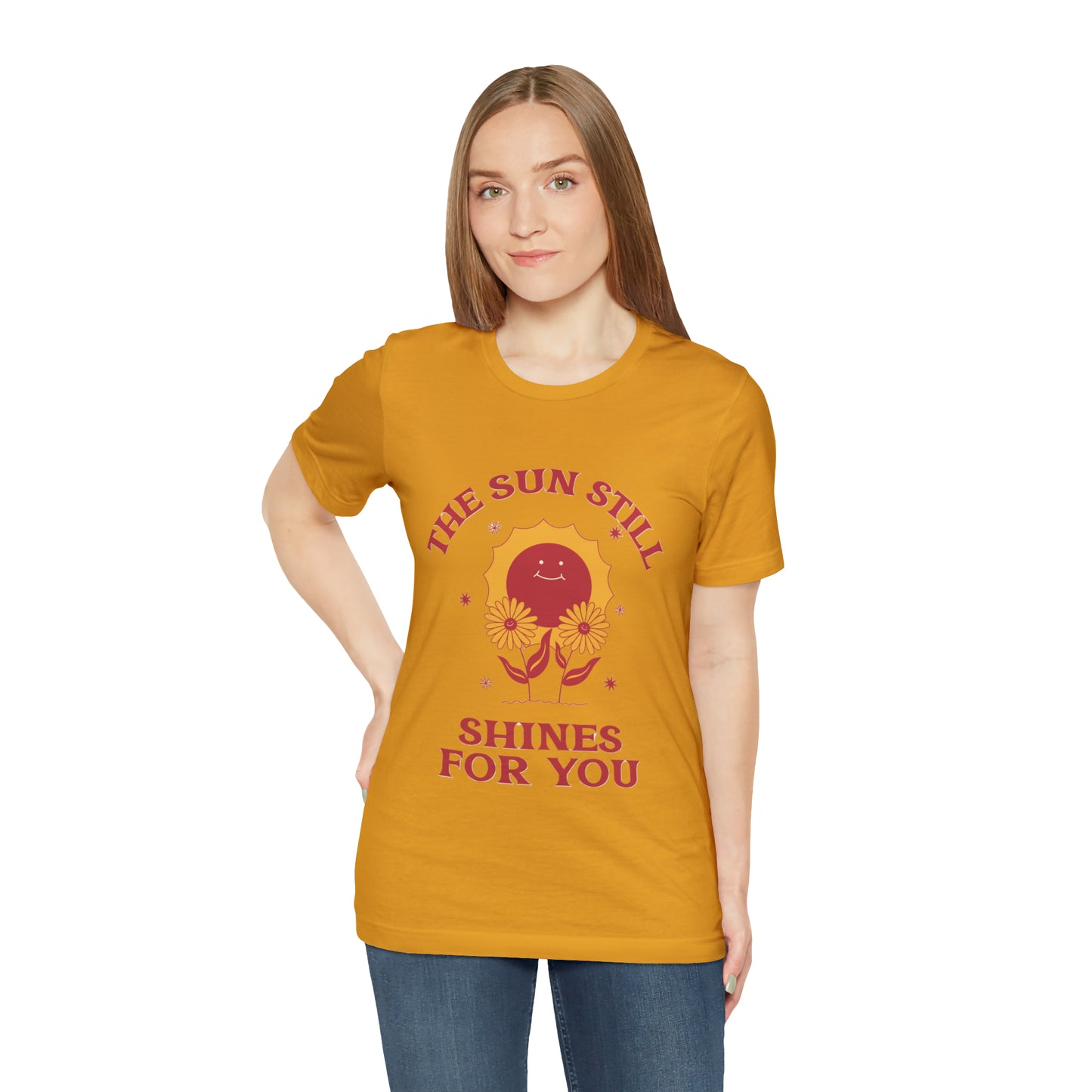 Sunshine Embrace T-Shirt on Unisex Jersey Short Sleeve Tee