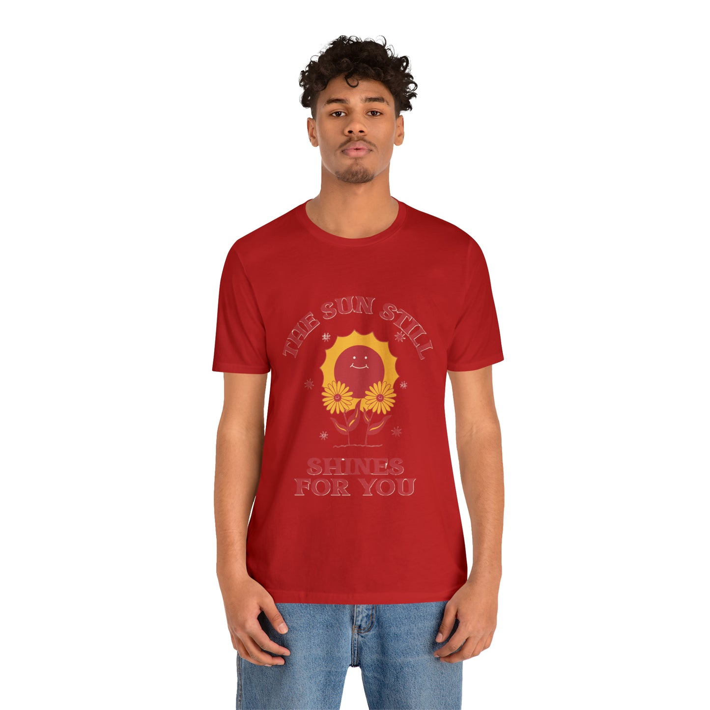 Sunshine Embrace T-Shirt on Unisex Jersey Short Sleeve Tee