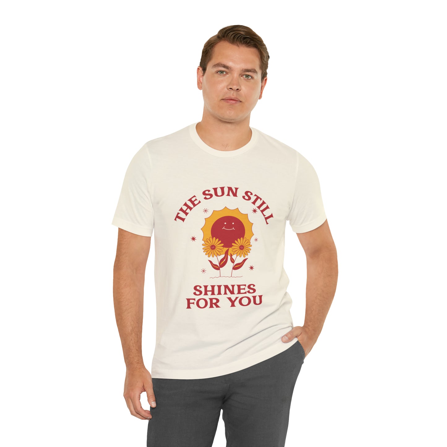 Sunshine Embrace T-Shirt on Unisex Jersey Short Sleeve Tee