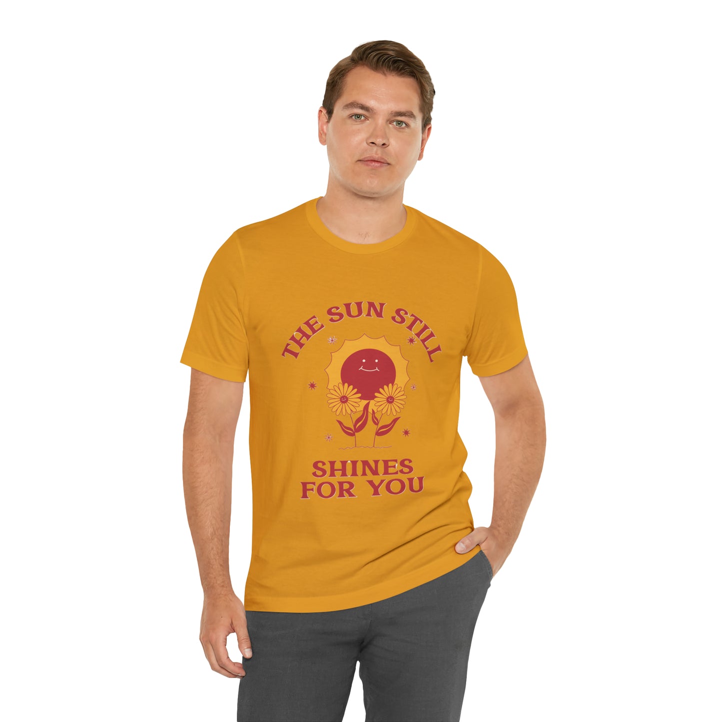 Sunshine Embrace T-Shirt on Unisex Jersey Short Sleeve Tee