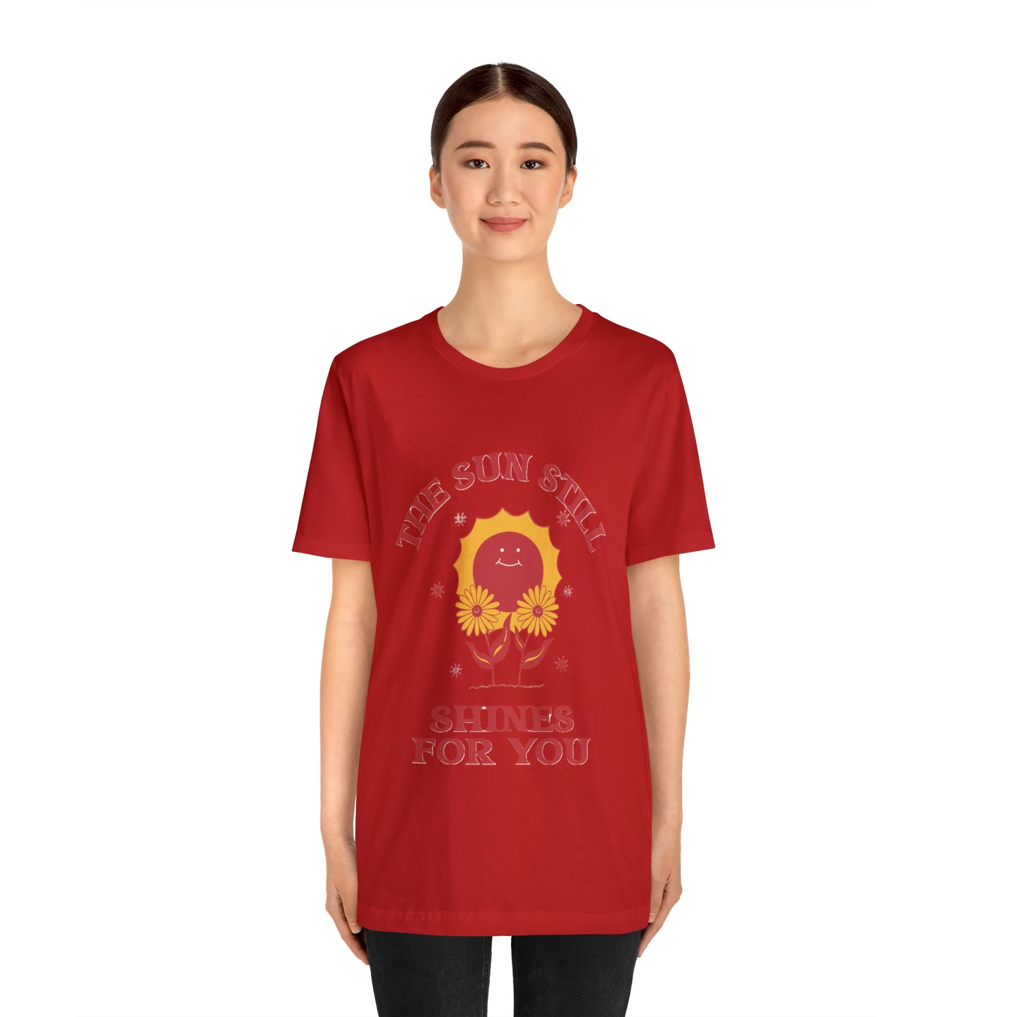 Sunshine Embrace T-Shirt on Unisex Jersey Short Sleeve Tee